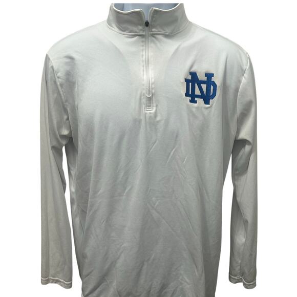 Notre Dame Fighting Irish Women's XL White Quarter Zip Pullover Blue ND Logo - Picture 1 of 5